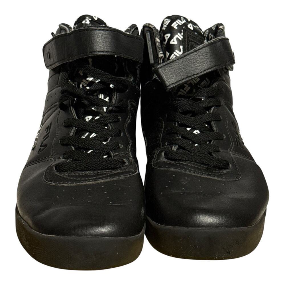 Fila F13 Strap High Top Sneakers Black White Logo Men's Size 9.5 Retro Athletic - Picture 2 of 8